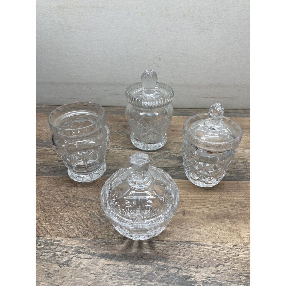 Lot Of 4 Vintage Crystal Jelly/Jam - Missing One Lid!